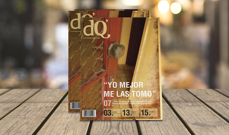 Página portfolio de identidad corporativa y diseño editorial de revista para 'DQ'